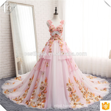 2017 Chic Empire Cathedral Gown Long Train Embroidery Luxury Crystals Floral Bridal Gown Dress Wedding Dress